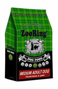 ZooRing Medium Adult Dog - Сухой корм для средних пород собак, телятина с рисом 20кг