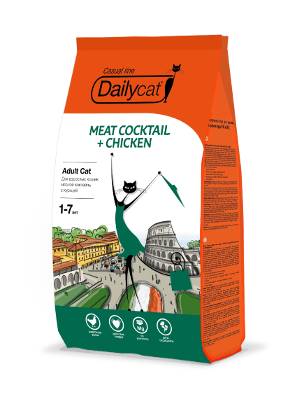Dailycat Casual line Meat Cocktail + Chicken - корм для взрослых кошек мясной коктейль с курицей