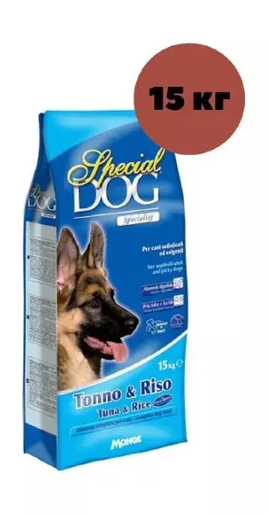 Monge Special Dog - Сухой корм для собак с особыми потребностями (с чувствительной кожей и пищеварением) с тунцом и рисом 15 кг