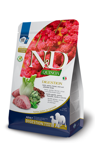 Farmina N&amp;amp;D Quinoa - Сухой корм для собак средних и крупных пород, при проблемах с ЖКТ, с ягненком и киноа 7 кг