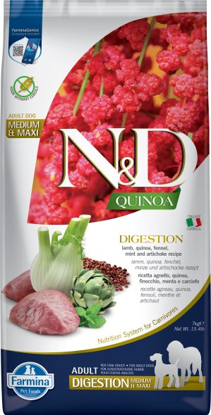 Farmina N&amp;amp;D Quinoa - Сухой корм для собак средних и крупных пород, при проблемах с ЖКТ, с ягненком и киноа 7 кг