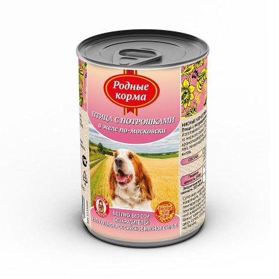 Родные Корма - Консервы для собак птица с потрошками в желе по московски