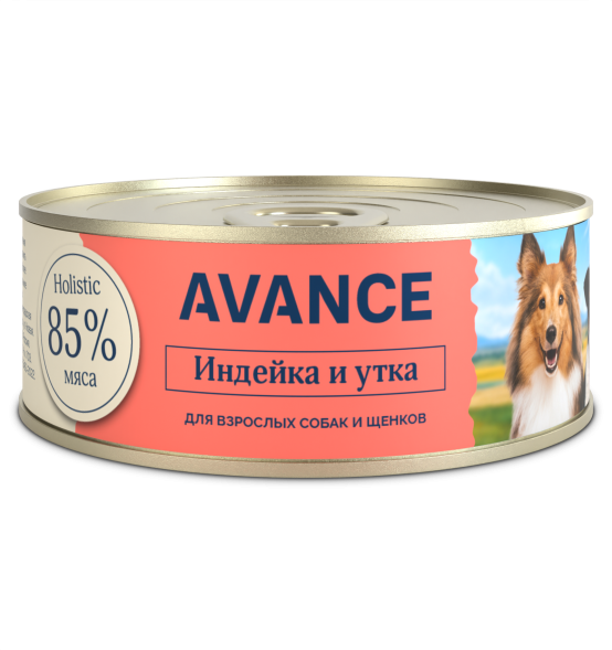 Avance - Консервы для собак и щенков, с Индейкой и Уткой, 100 гр