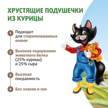 Ферма кота Федора - Лакомство хрустящие подушечки для кошек и котят с паштетом из курицы 40 г