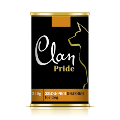 Clan Pride - Консервы для собак, желудочки индейки, 340 гр Clan Pride - Консервы для собак, желудочки индейки, 340 гр