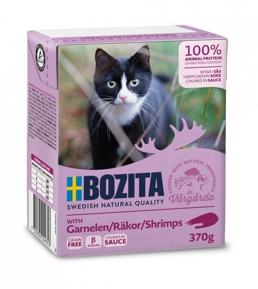 Bozita Feline - Консервы для Кошек - Кусочки в соусе с креветками 370гр