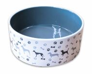 Mr.Kranch - Миска керамическая для собак с рисунком, 350 мл, Серая