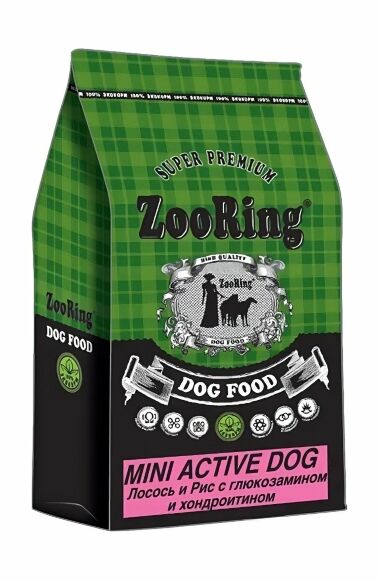 45937.580 ZooRing Mini Active Dog - Syhoi korm dlya malih porod sobak, s lososem kypit v zoomagazine «PetXP» ZooRing Mini Active Dog - Сухой корм для малых пород собак, с лососем