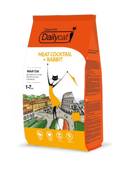 Dailycat Casual line Meat Cocktail + Rabbit - корм для взрослых кошек мясной коктейль с кроликом