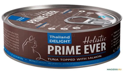 Prime Ever Холистик - Консервы для кошек, тунец с лососем в желе, 80 г