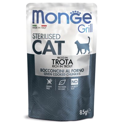 Monge Grill - Паучи для стерилизованных кошек итальянская форель 85 г Monge Grill - Паучи для стерилизованных кошек итальянская форель 85 г