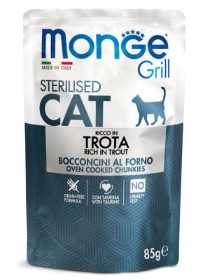 Monge Grill - Паучи для стерилизованных кошек итальянская форель 85 г Monge Grill - Паучи для стерилизованных кошек итальянская форель 85 г