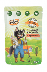 Мнямс - Сочные кусочки для кошек с кроликом «Фермерская ярмарка» линия Кот Федор 85г