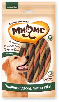 Мнямс - Мясные спиральки для собак ассорти, 6 шт. х 20 г
