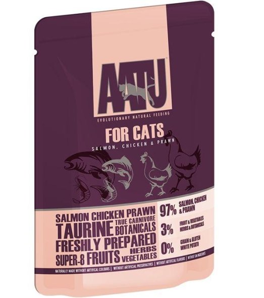 AATU - Паучи для кошек Лосось, Курица, Креветки 85гр