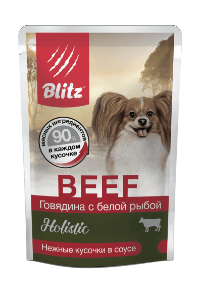 Blitz Holistic Beef & White Fish Adult Dog Small Breeds - Консервы для взрослых собак мелких пород, с Говядиной и Белой Рыбой, 85 гр
