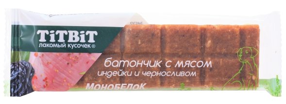 TiTBiT - Лакомство для собак, Батончик с мясом Индейки и Черносливом, 40 гр