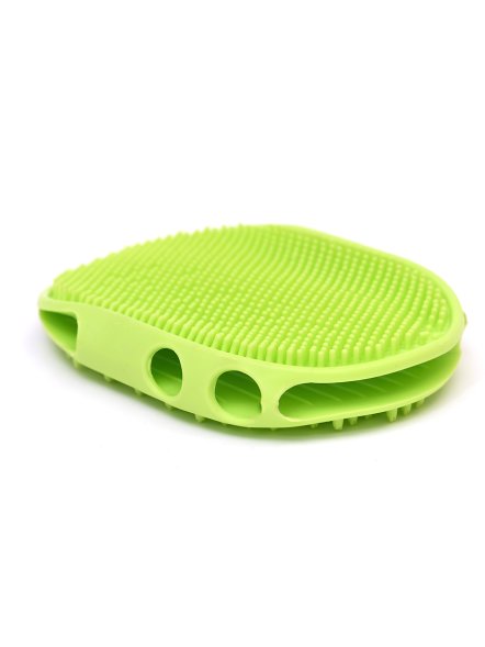 PetSHOP - Щетка силиконовая массажная двухсторонняя для ухода за животными, 16 см, зеленая