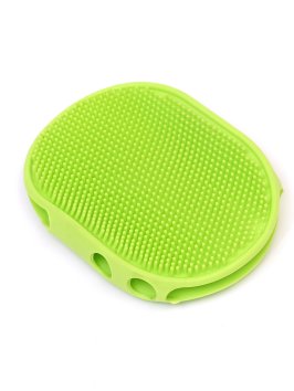 PetSHOP - Щетка силиконовая массажная двухсторонняя для ухода за животными, 16 см, зеленая