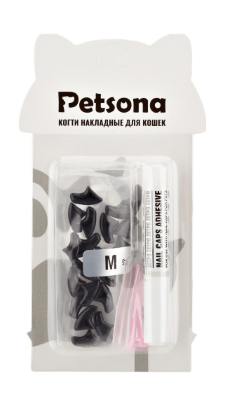 Petsona - Когти накладные для кошек, 20 шт. в упак, Черные
