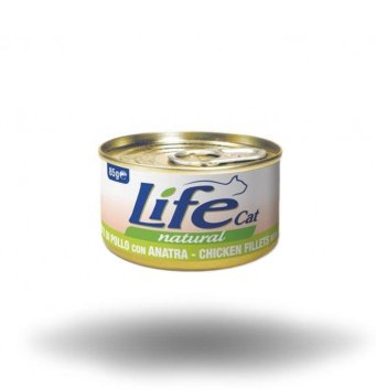 LifeCat - Консервы для кошек с курицей и уткой в бульоне 85гр