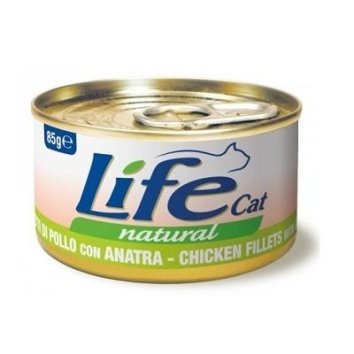 LifeCat - Консервы для кошек с курицей и уткой в бульоне 85гр