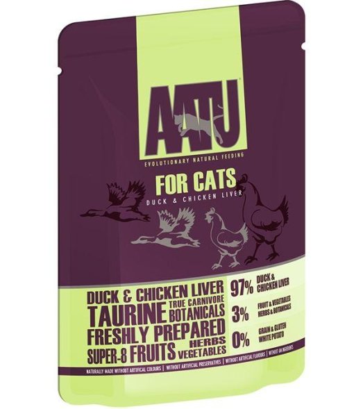 AATU - Паучи для кошек Утка и Куриная Печень 85гр