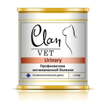 Clan Vet Urinary - Диетические консервы для кошек, профилактика мочекаменной болезни, 240 гр