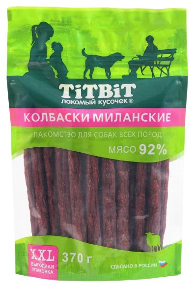 TiTBiT - Лакомство для собак всех пород, Колбаса Пармская, Упаковка XXL, 370 гр