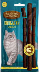 Деревенские Лакомства - Колбаски для кошек с лососем, 15 г