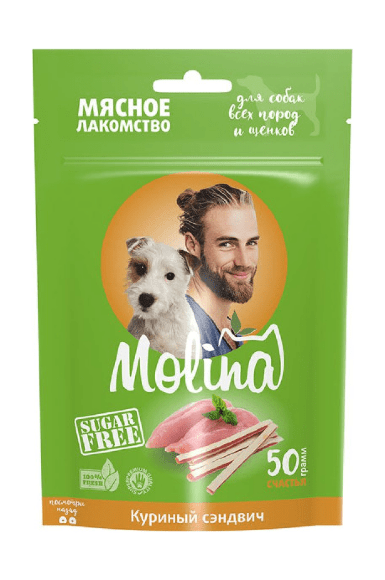 Molina - Лакомство для собак всех пород и щенков, Куриный сэндвич, 50 гр