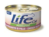 LifeCat Chicken & Ham - Консервы для кошек с курицей и ветчиной в бульоне 85гр