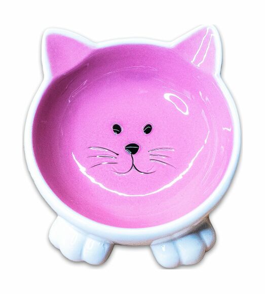 Mr.Kranch - Миска керамическая, Мордочка кошки на ножках, 100 мл, розовая