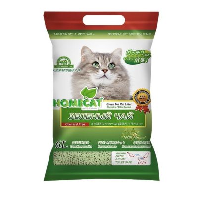 HomeCat - Комкующийся наполнитель "Эколайн" Зеленый чай