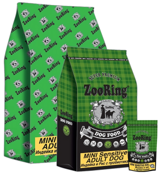 Zoetis Sensitive - Сухой корм для малых пород собак, с индейкой (ZooRing Mini Adult)
