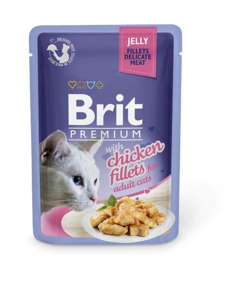 Brit Premium Chiсken - Паучи для кошек: кусочки в желе из куриного филе 85 г