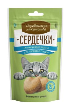 Деревенские Лакомства - Сердечки для кошек с таурином, для сердца 30гр