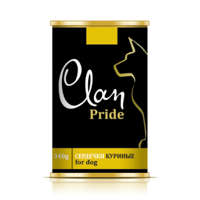 Clan Pride - Консервы для собак, сердечки куриные 340 гр Clan Pride - Консервы для собак, сердечки куриные 340 гр