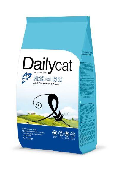 DailyCat Adult Exi Care Fish and Rice - Сухой корм для привередливых кошек с рыбой и рисом