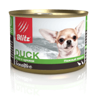 Blitz Sensitive Small Breed Duck with Zucchini -  Консервы для взрослых собак мелких пород, с Уткой и Цукини, 200 гр