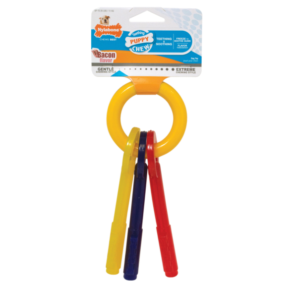 Nylabone - Ключи для щенков с режущимися зубами, аромат бекона, XS