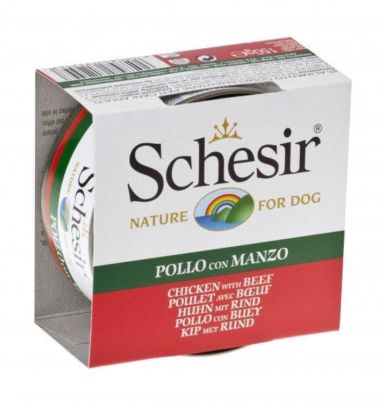 Schesir - Консервы для собак с филе цыпленка и говядиной 150 гр