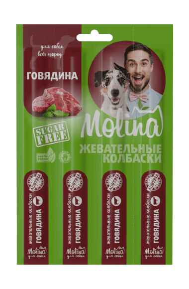 Molina - Лакомство для собак, Жевательный колбаски с Говядиной, 20 гр