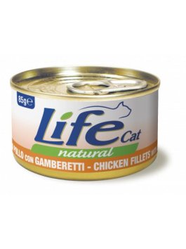 LifeCat - Chicken & Shrimps- Консервы для кошек с курицей и креветками в бульоне 85гр