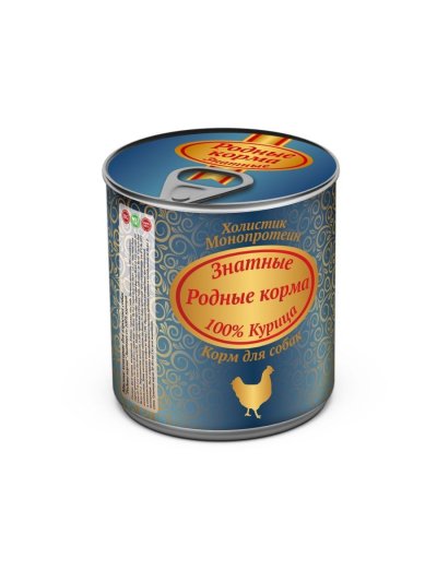 Родные Корма - Консервы для собак, Знатные 100 %, Курица