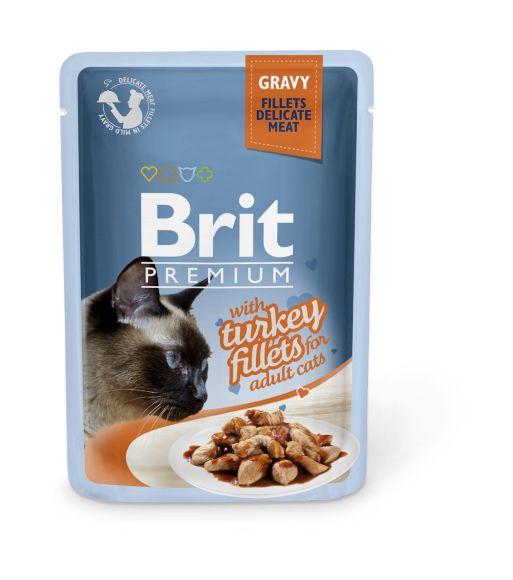 Brit Premium Turkey - Паучи для кошек: кусочки из филе индейки в соусе 85гр