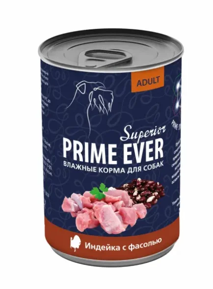 Prime Ever Superior - Консервы для собак, индейка с фасолью, 400 г