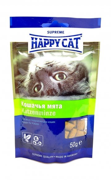 25939.580 Happy Cat - Lakomie podyshechki, koshachya myata, 50gr kypit v zoomagazine «PetXP» Happy Cat - Лакомые подушечки, кошачья мята, 50гр