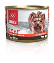 Blitz Sensitive Small Breed Beef with Pumpkin - Консервы для собак мелких пород всех возрастов, с Говядиной и Тыквой, 200 гр