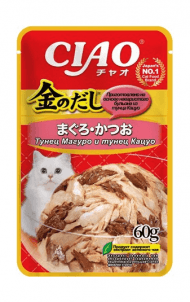 Inaba Kinnodashi - Консервы для кошек, Тунец Магуро и Тунец Кацуо, 60 гр